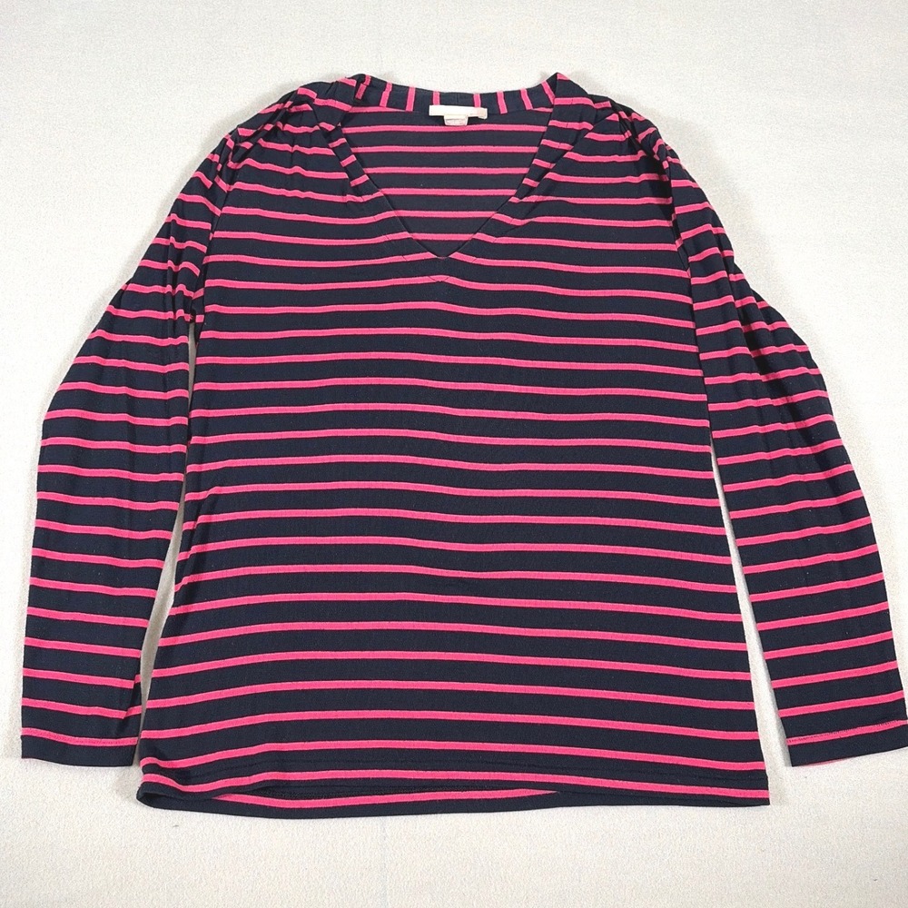 Pink striped Banana Republic Womens XL Navy‎ V-Neck Long Sleeve Modal Blend Top